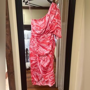 Do + Be One Shoulder Pink Ruched Dress Size M